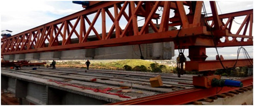 昆明東南繞高速C4標段馬魚河大橋右幅40米T梁架設完成